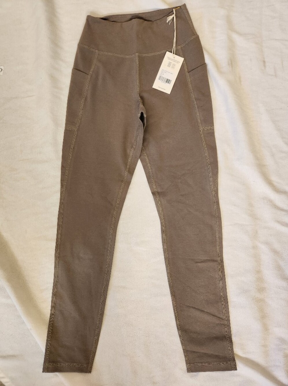 MATE The Label Organic Pocket Leggings Pebble Taupe Size S High Rise NWT
